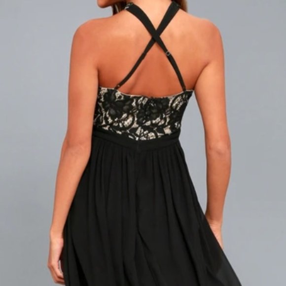 LULU'S NWT - Unforgettable Evening Black Lace Maxi Dress - Picture 3 of 4